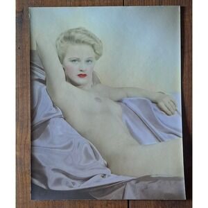 Vintage 40's Pinup Color Photo Tint Nude Cheesecake Risque Art 11x14